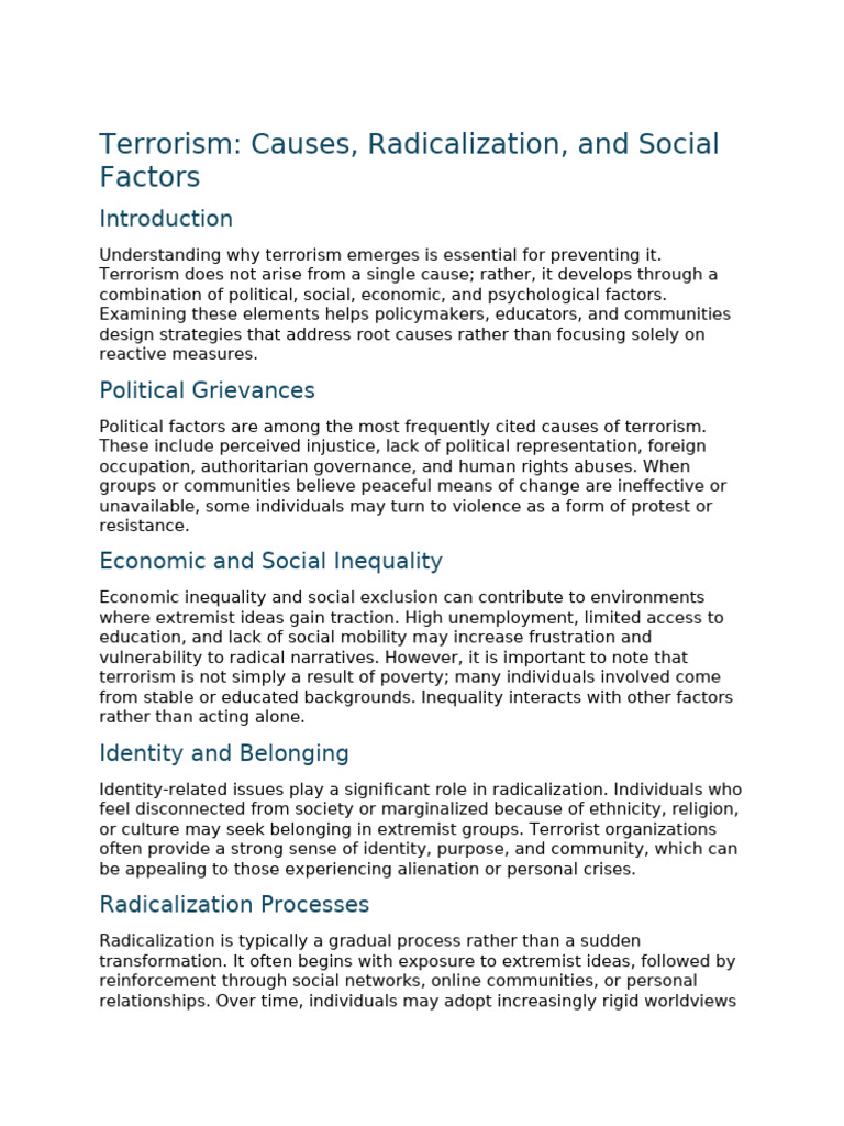 Terrorism Article 2 - Causes, Radicalization, and Social Factors | PDF ...