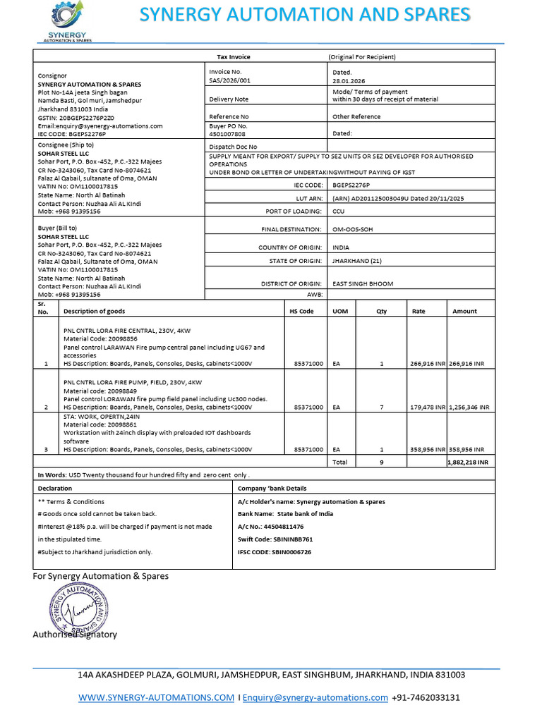 Tax Invoice - PO 4501007808 INR | PDF | Accounting | Business Documents