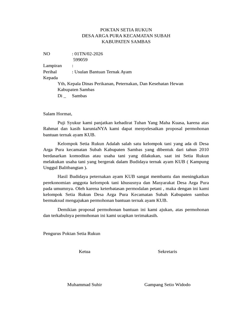 Surat Poktan Setia Rukun | PDF