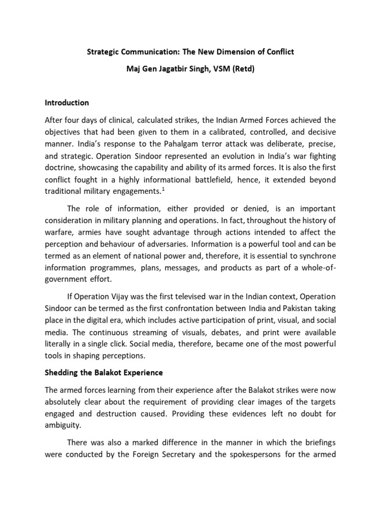 Strategic Communication The New Dimension of Conflict | PDF | Military