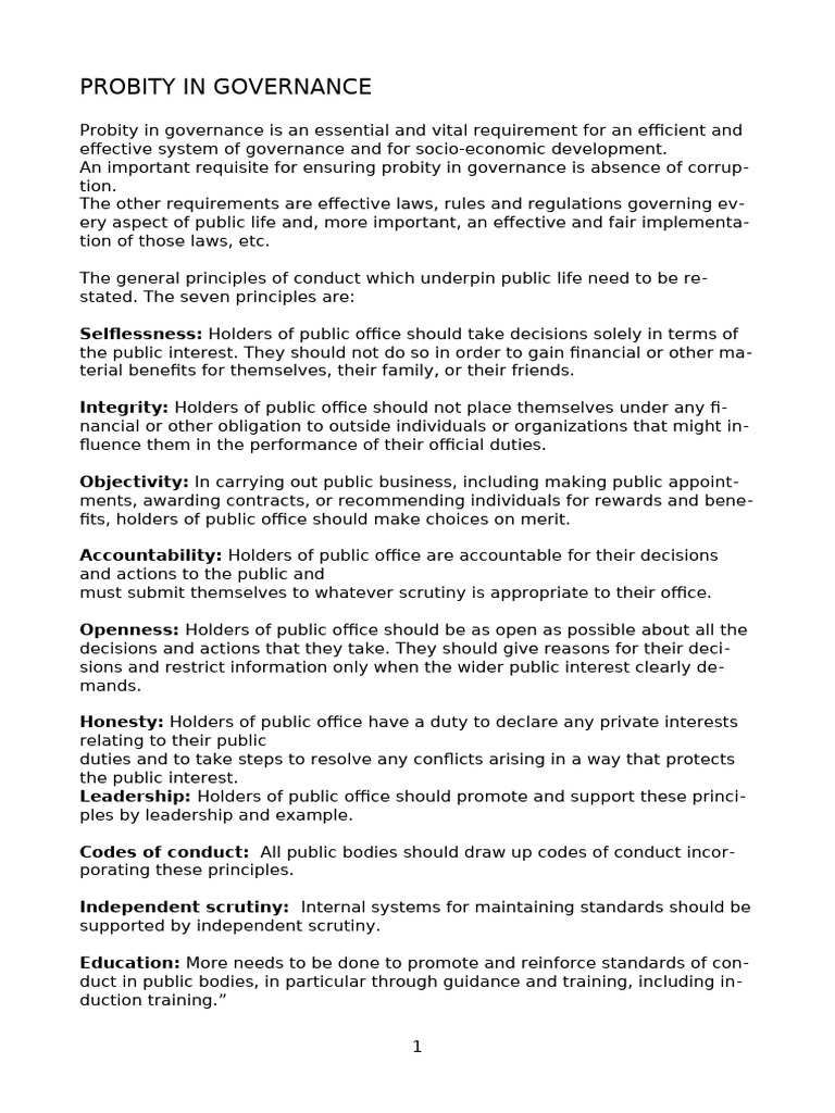 Probity in Governance | PDF