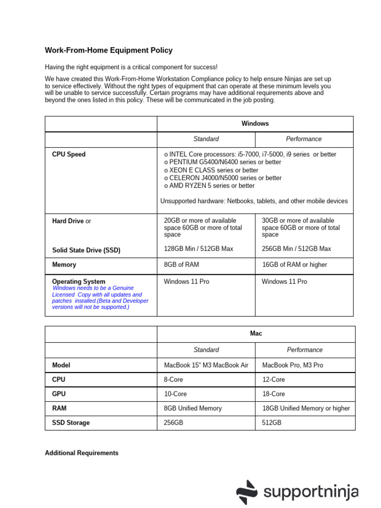 WFH Workstation Requirements-Revised 6.25.2025 | PDF | Usb | Smartphone
