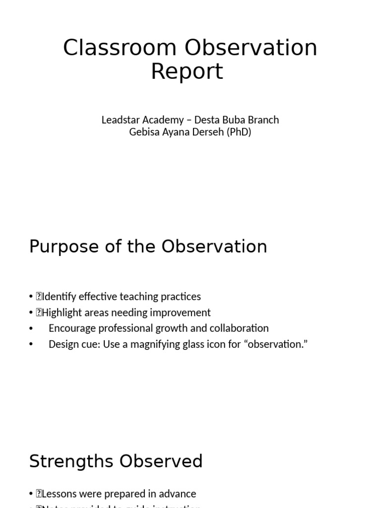 Classroom OBSERVATION Report | PDF