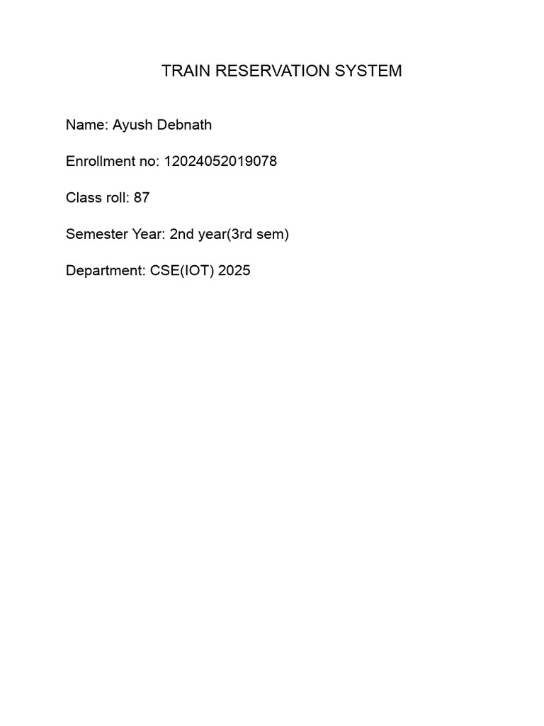 Train Reservation System | PDF | Computer Data | Computer Engineering