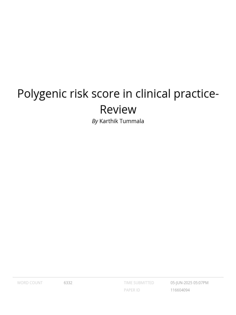 Polygenic Risk Score in Clinical Practice Review | PDF