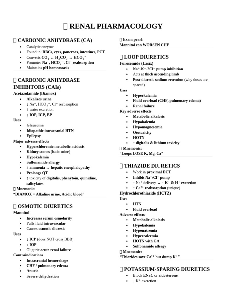 ? Renal Pharmacology | PDF | Medical Specialties