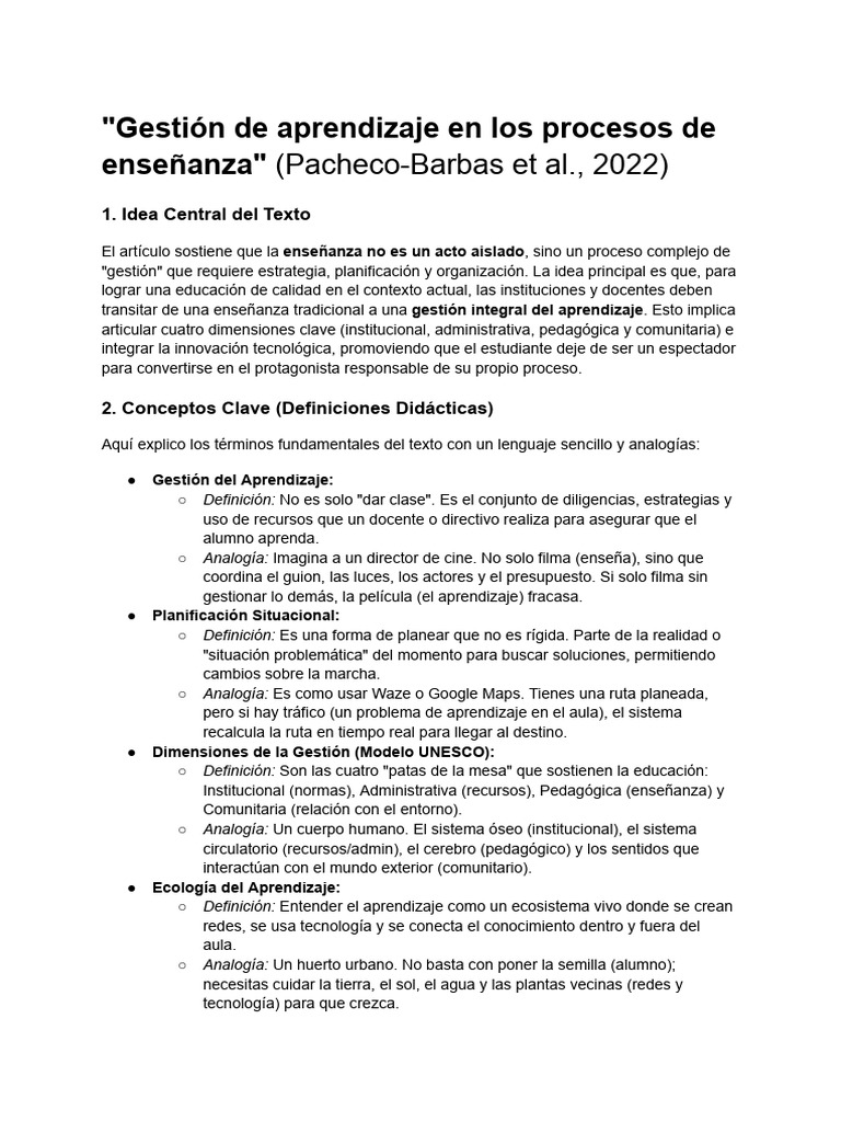 _Gestión de Aprendizaje en Los Procesos de Enseñanza_ | PDF | Enseñando ...