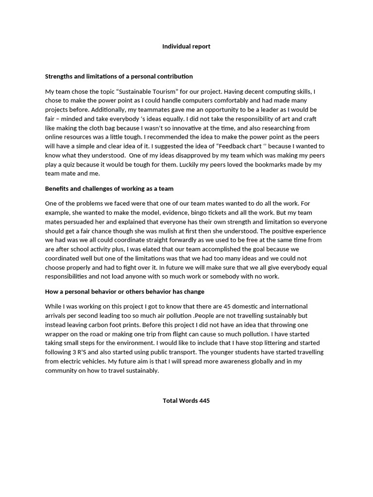 Individual Report | PDF | Sustainability