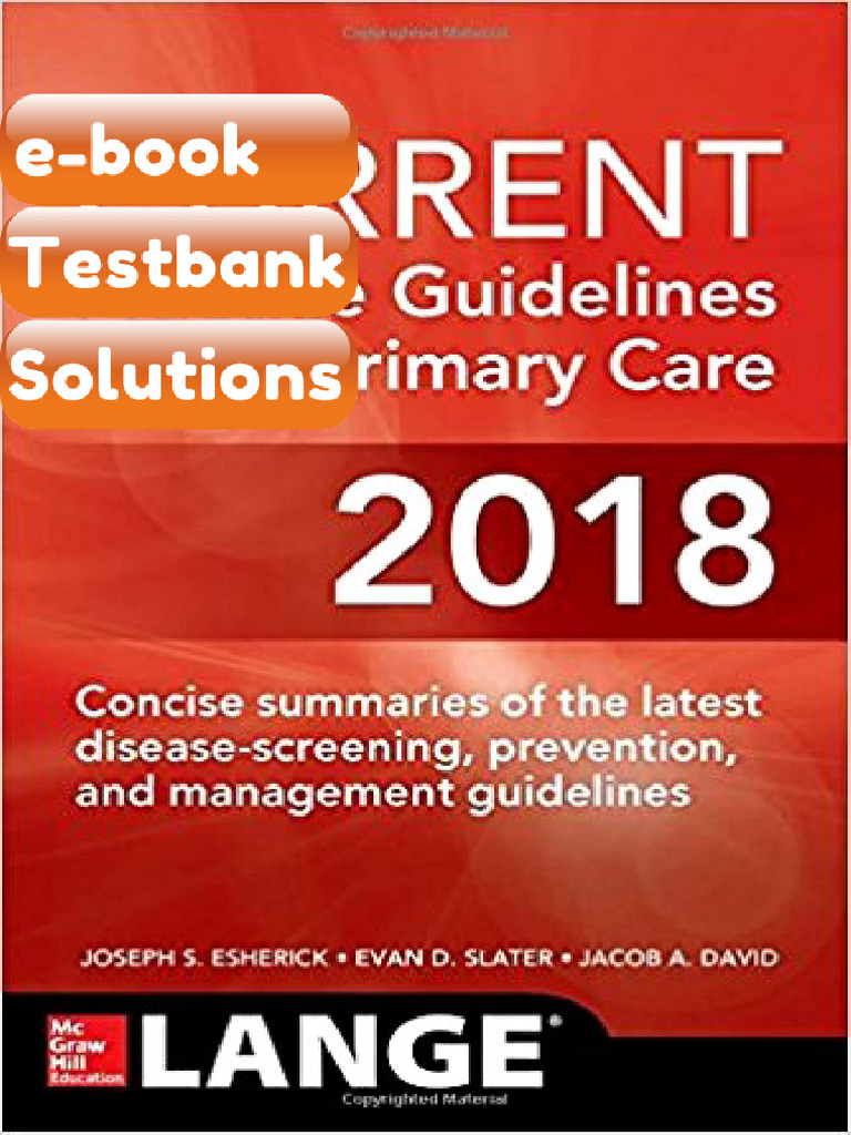 Testbank CURRENT Practice Guidelines in Primary Care 2018 by Joseph S ...