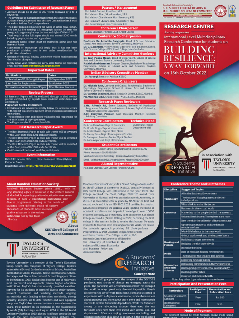 Students Research Conference Brochure - 2022-23 | PDF