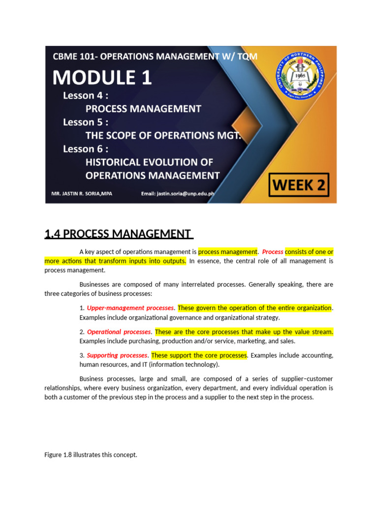 Week-2-Module-1 rev2 | PDF | Business Process | Operations Management