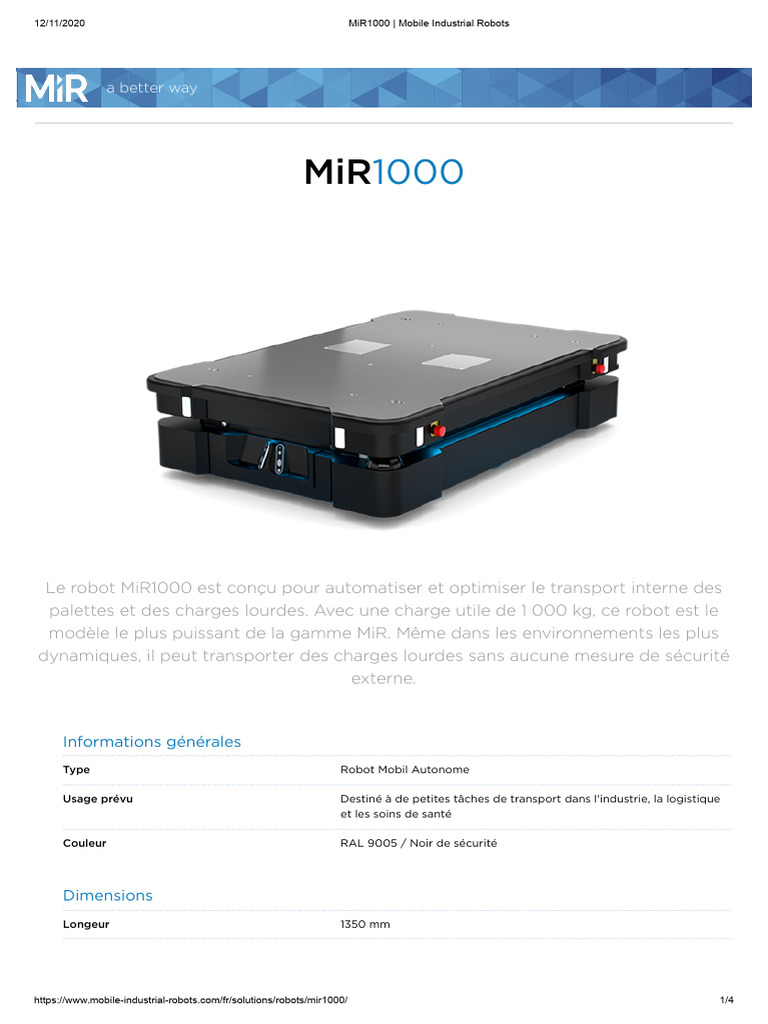 MiR1000 - Mobile Industrial Robots | PDF | Wi-Fi