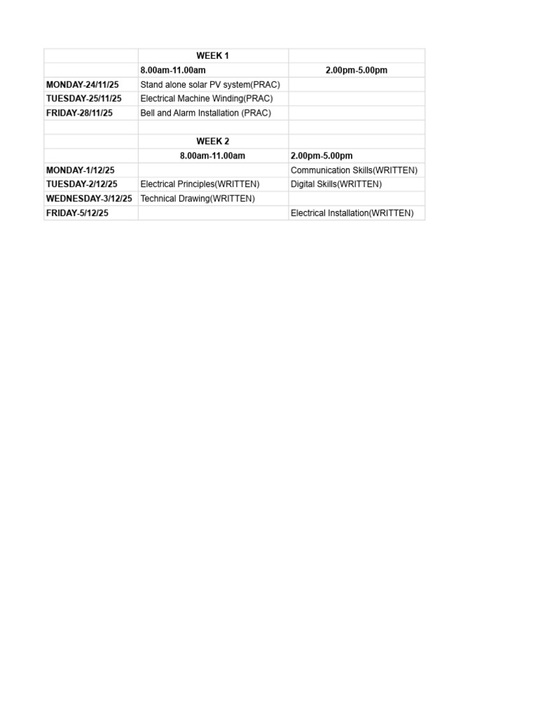 Deel25j Summative Timetable | PDF