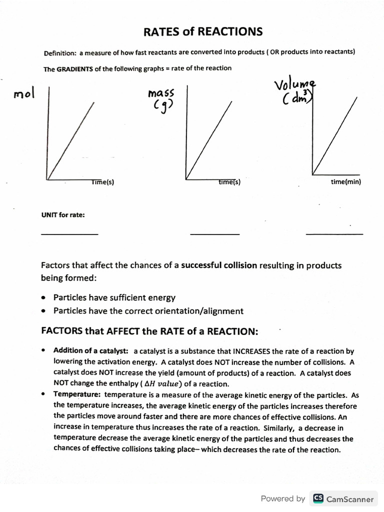 Rates of Reactions Part 1 | PDF
