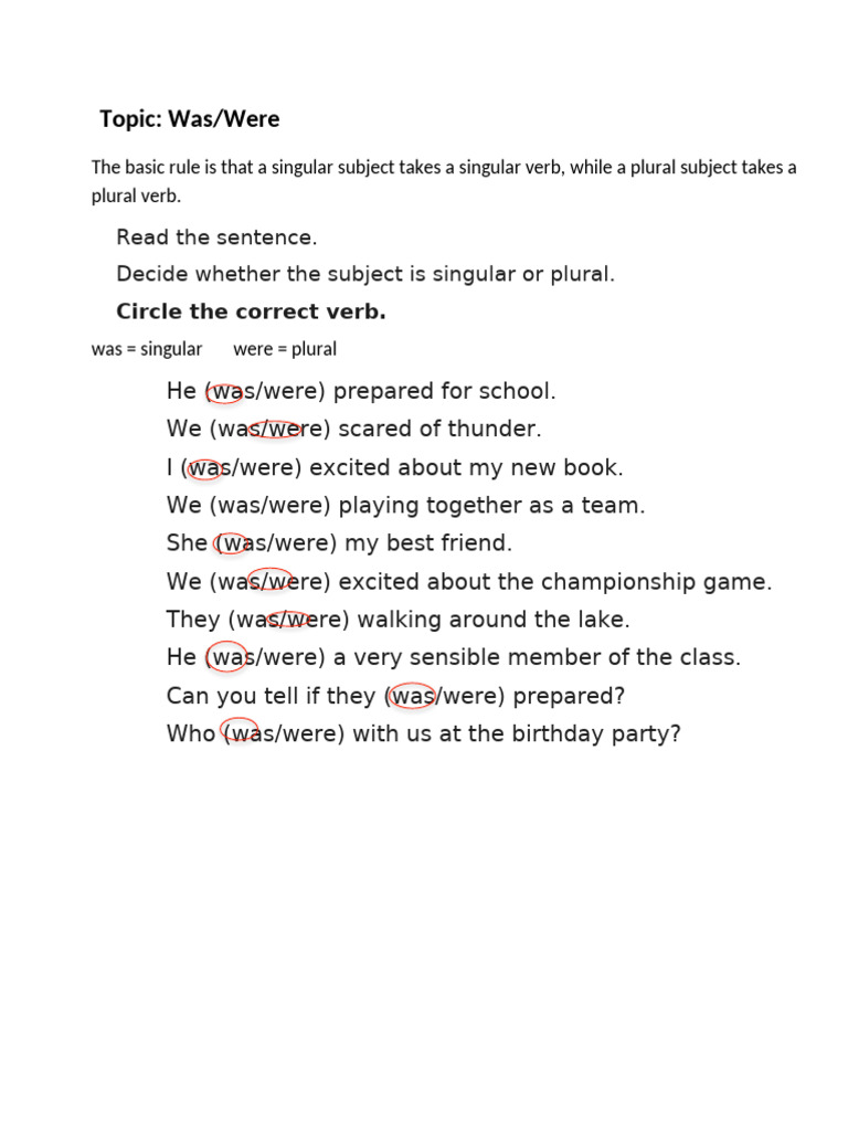 Was Were | PDF