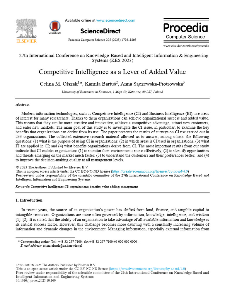 Competitive Intelligence As A Lever of Added Value | PDF | Decision ...