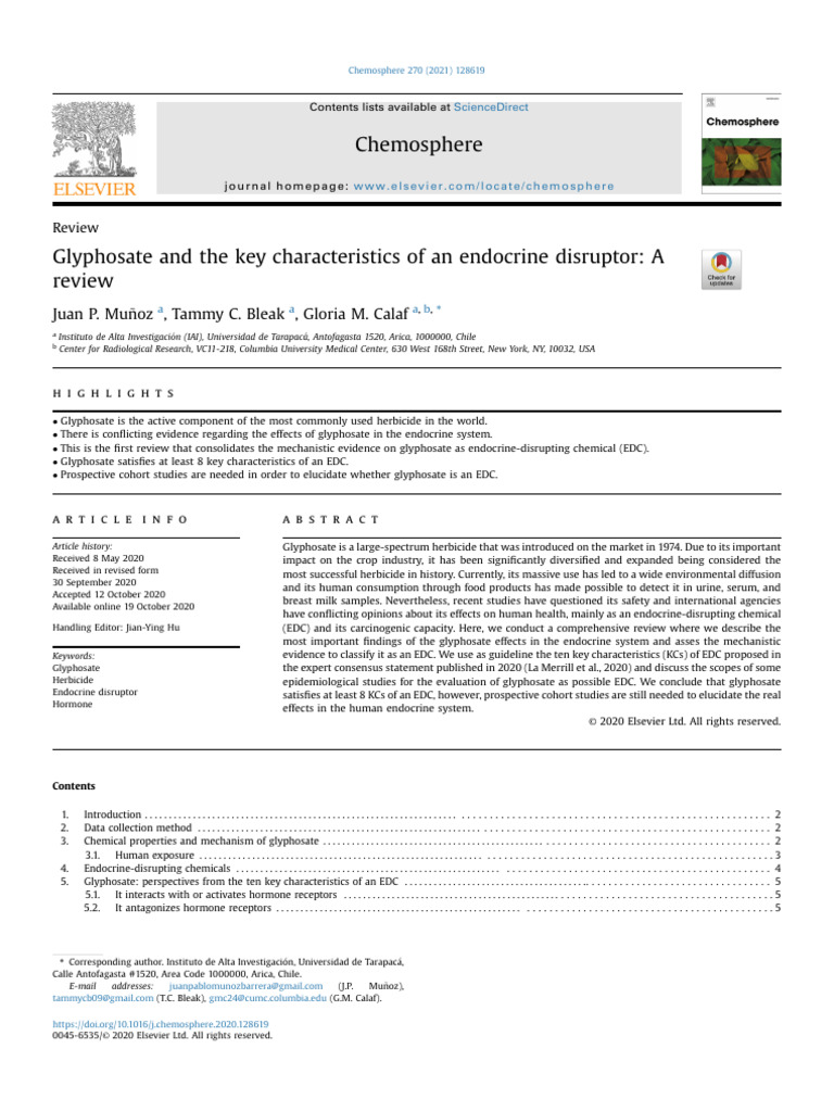 Glyphosate and The Key Characteristics of An Endocrine Disruptor A ...