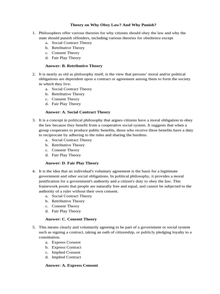 Why Obey Law and Why Punish Questionaire | PDF | Justice | Crime & Violence