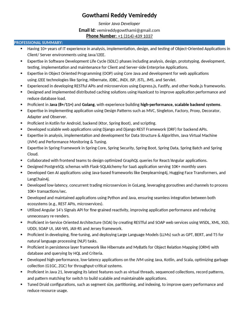 Gowthami Reddy Vemireddy Resume | PDF | Spring Framework | Java ...