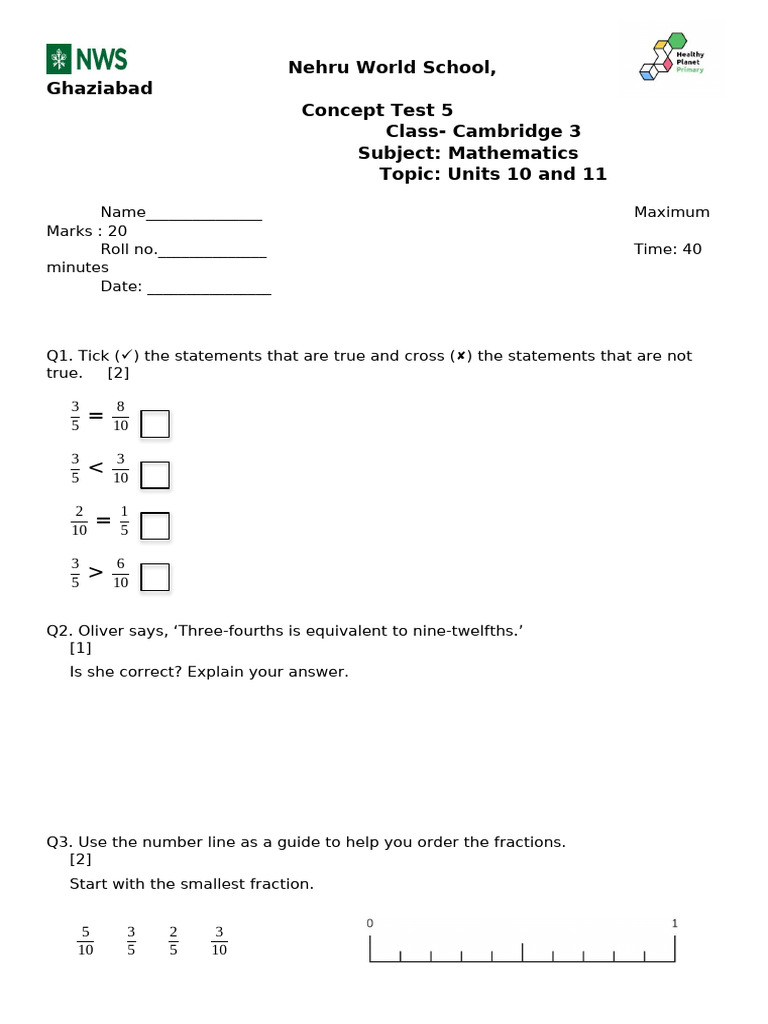 c3, Concept Test 5 Unit 10 and 11, 30.01.25 | PDF | Mathematics