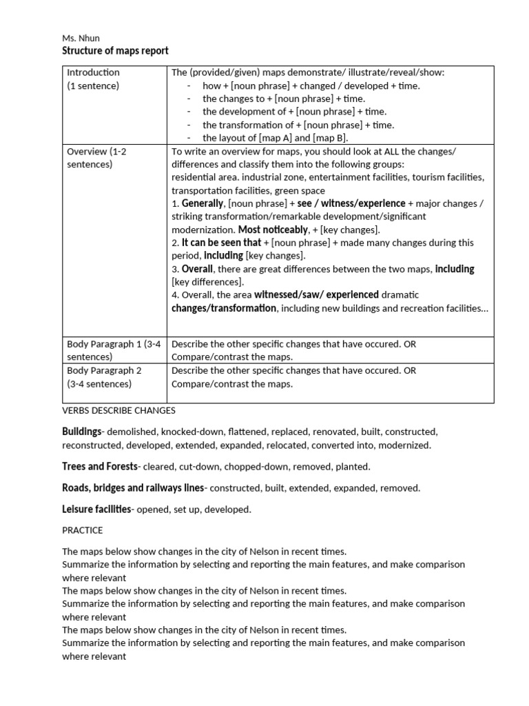 Structure of Maps Report | PDF | Phrase | Noun