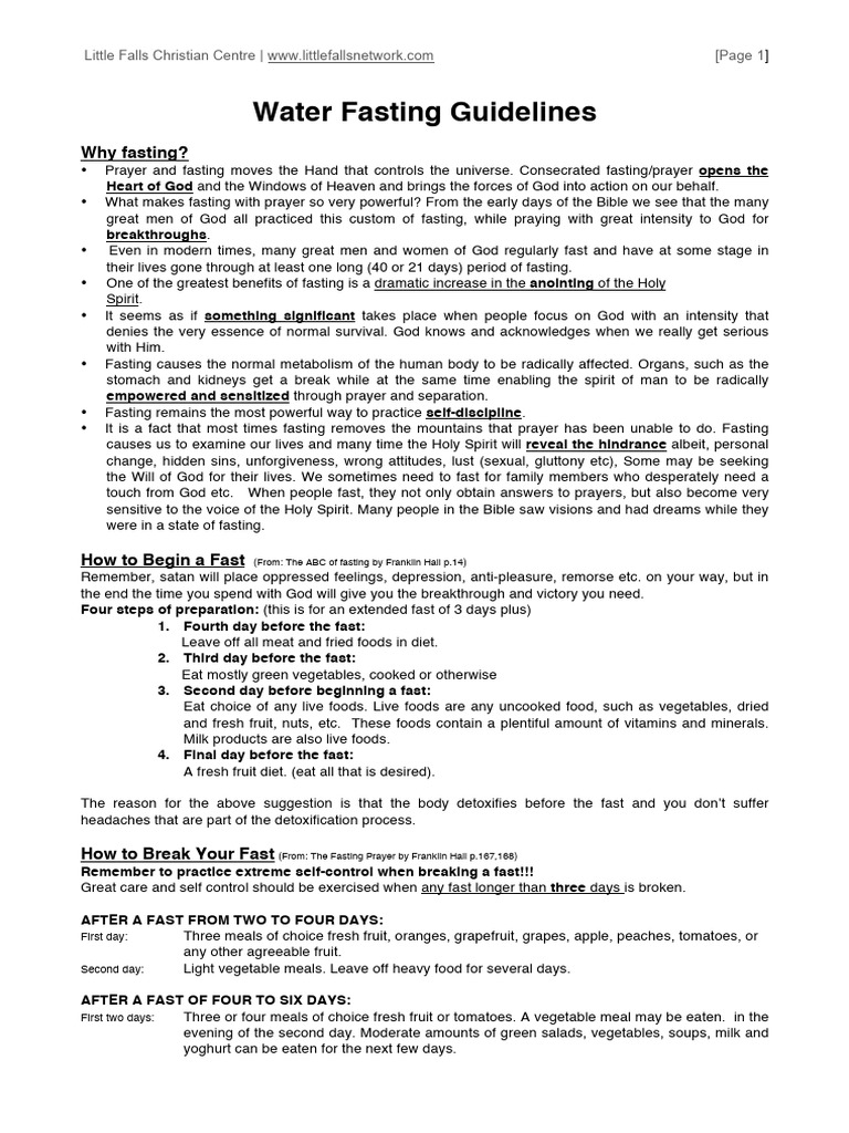 Water Fasting Guidelines | PDF | Vegetables | Foods