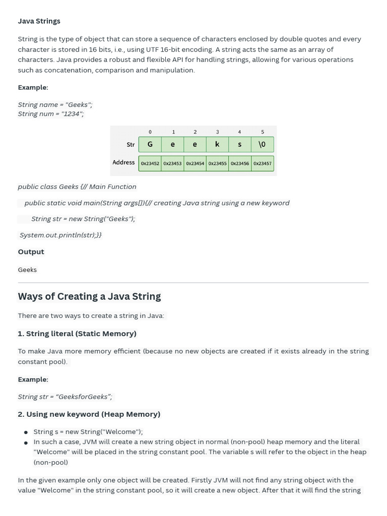 Java Strings | PDF | String (Computer Science) | Constructor (Object ...