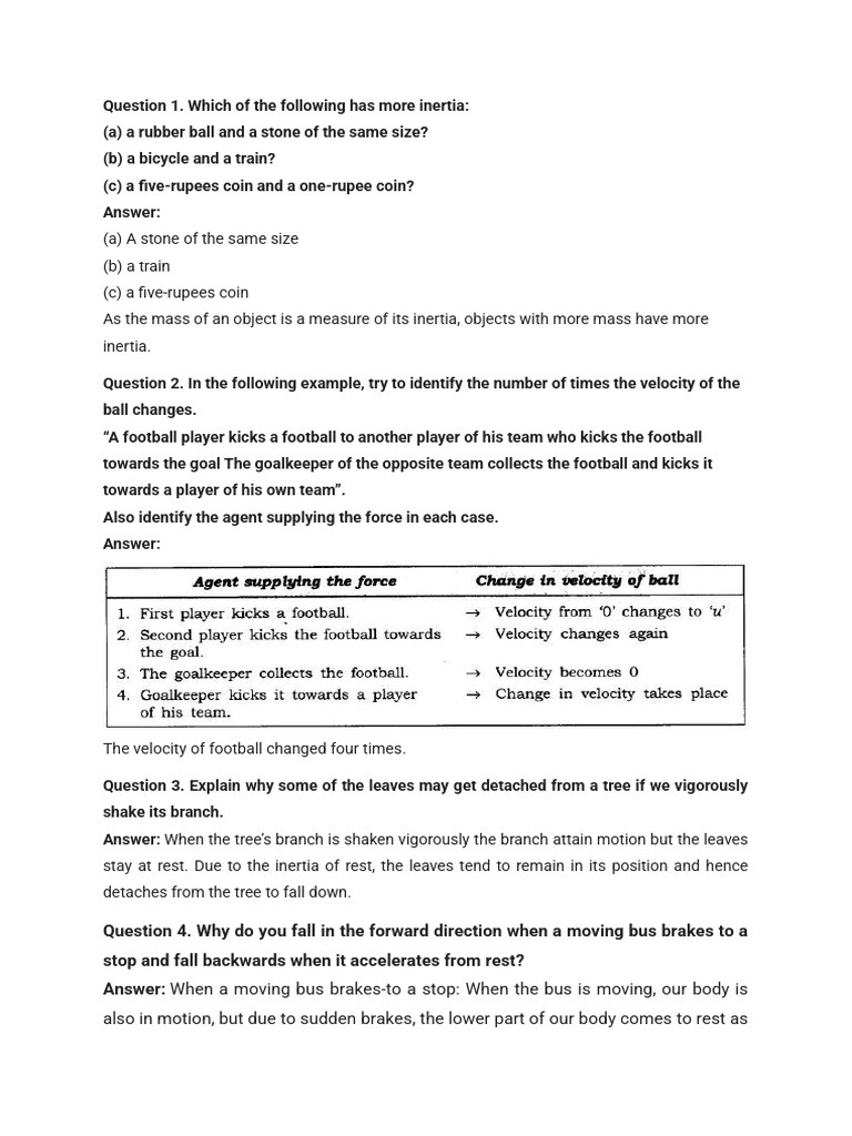 Force Anf Laws of Motion Textual Questions | PDF | Force | Momentum