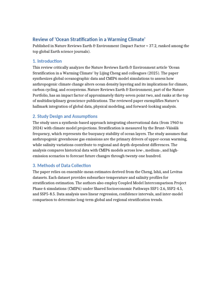 Ocean Stratification Review Enhanced | PDF | Climate Change | Oceans