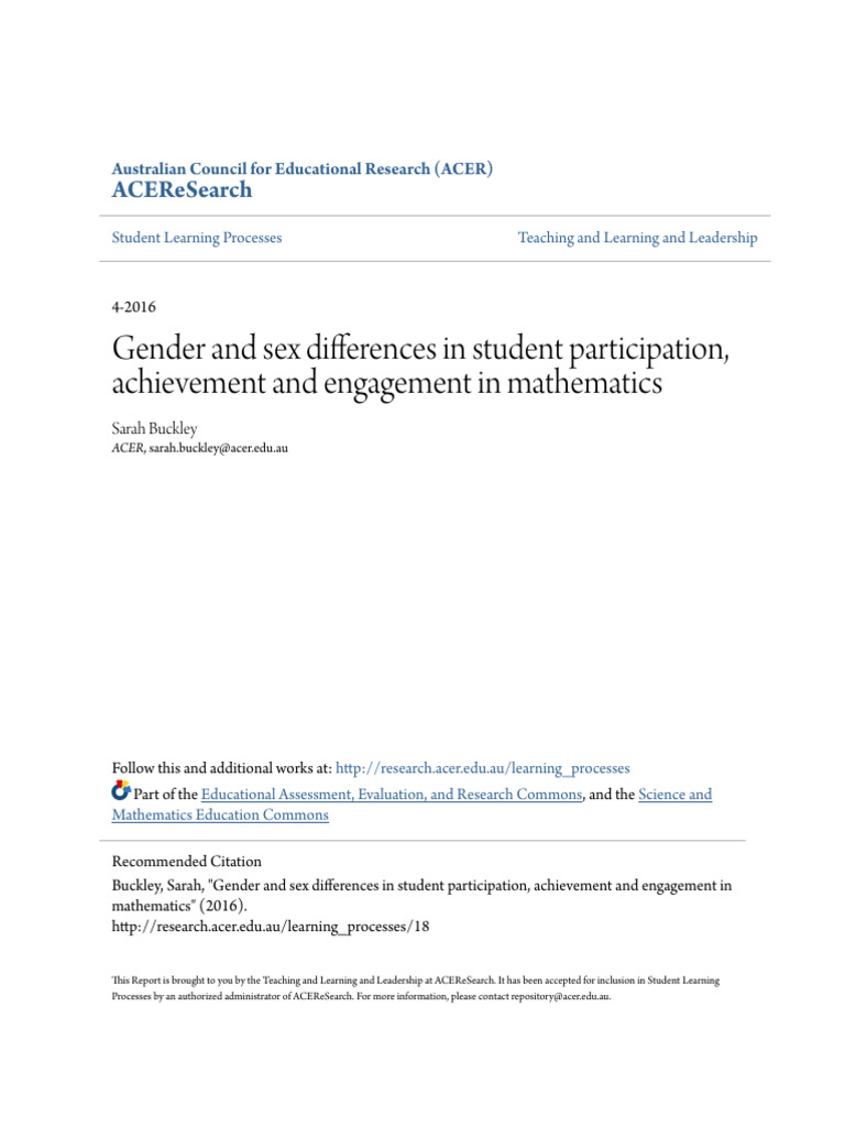 Gender and Sex Differences in Student Participation Achievement | PDF ...
