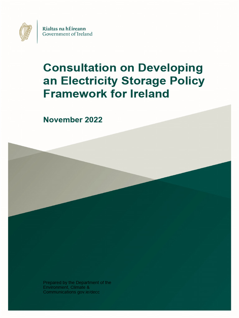 Consultation On Developing An Electricity Storage Policy Framework For ...
