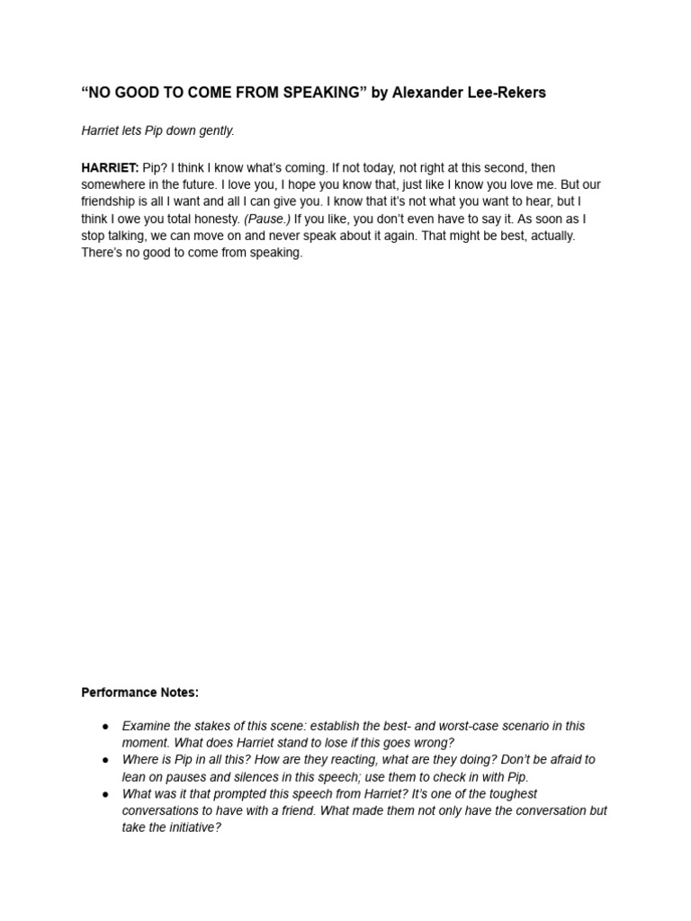 No Good to Come From Speaking (1) | PDF