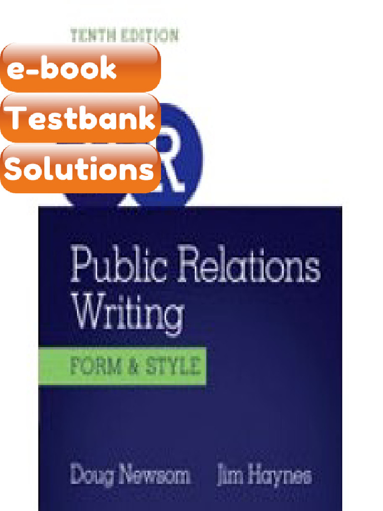 Testbank Public Relations Writing Form Style 10th Edition E-book ...