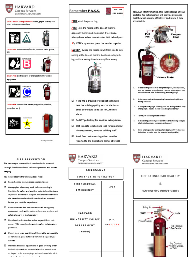 Fire Extinguisher Safety and Emergency Procedures Cambridge Labs | PDF ...