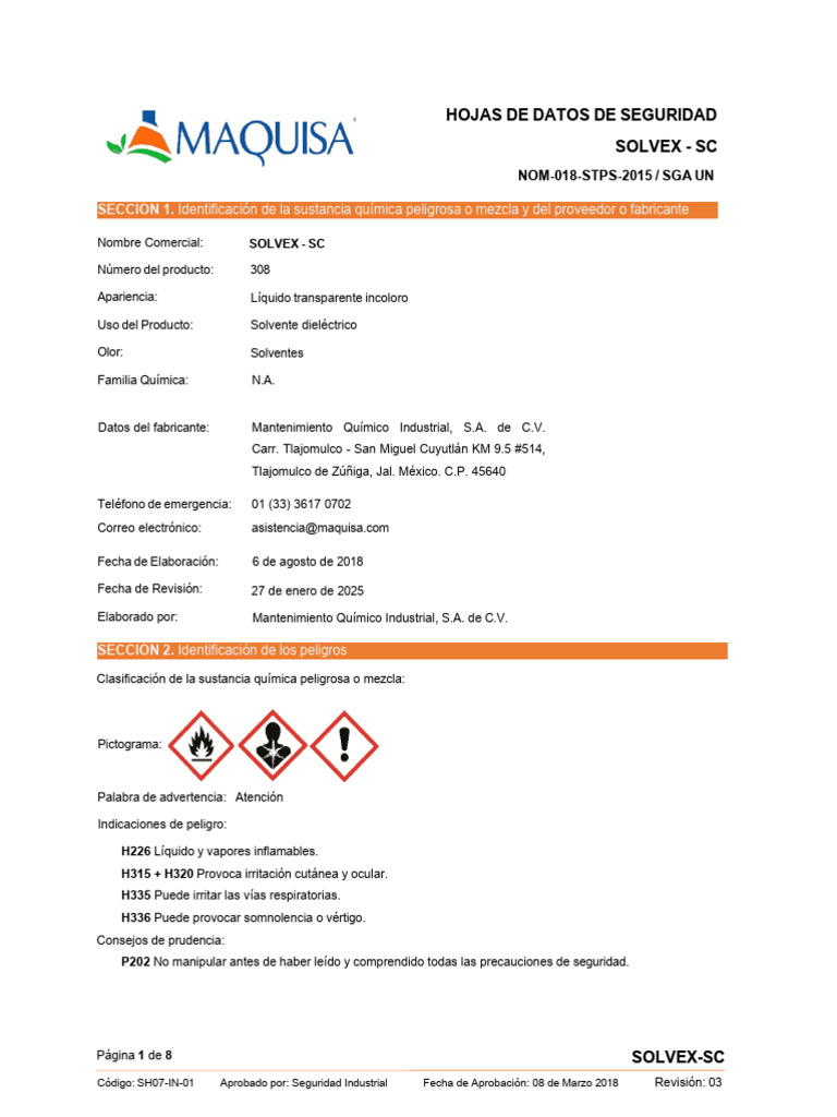 0340 Solvex SC HDS | PDF | Residuos | Agua