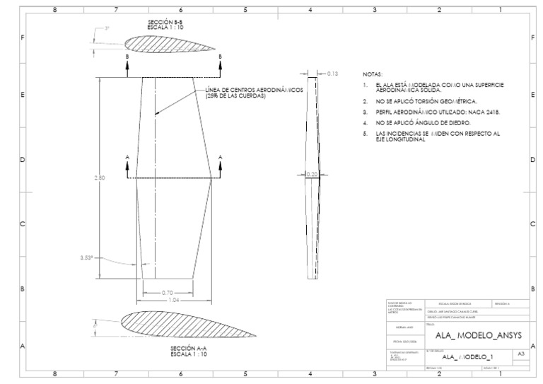 Dibujo Ala Ansys | PDF | Ingeniería Aeroespacial | Aerodinámica