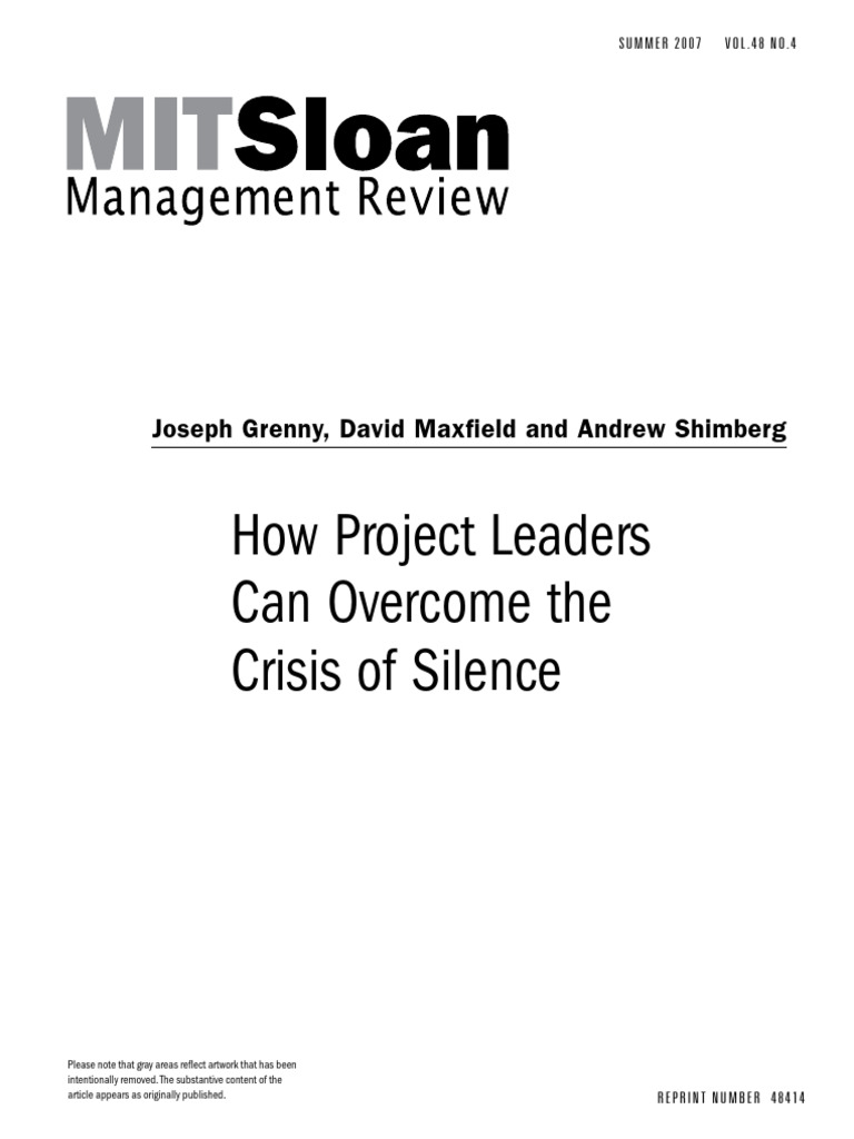How Project Leaders Can The Crisis of Silence PDF Leadership
