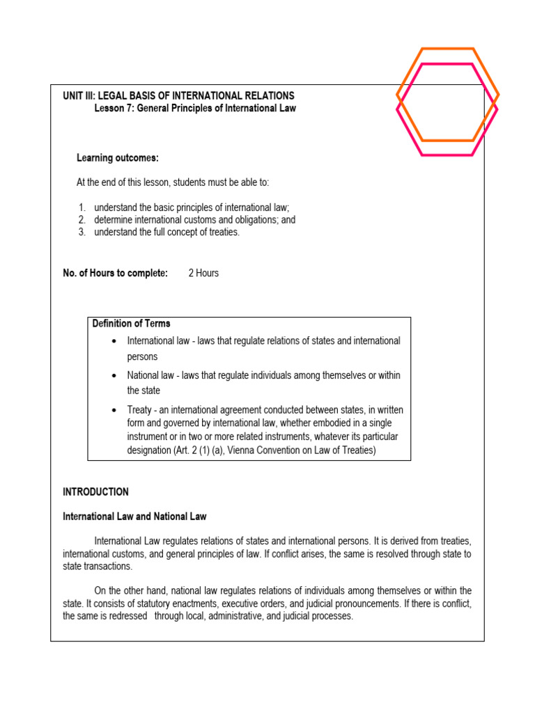 LESSON 4 General Principles of International Law | PDF | Treaty ...