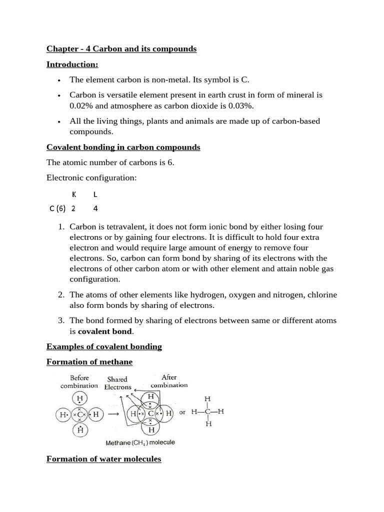 Chapter - 4 Carbon and Its Compounds | PDF | Alkene | Alkane