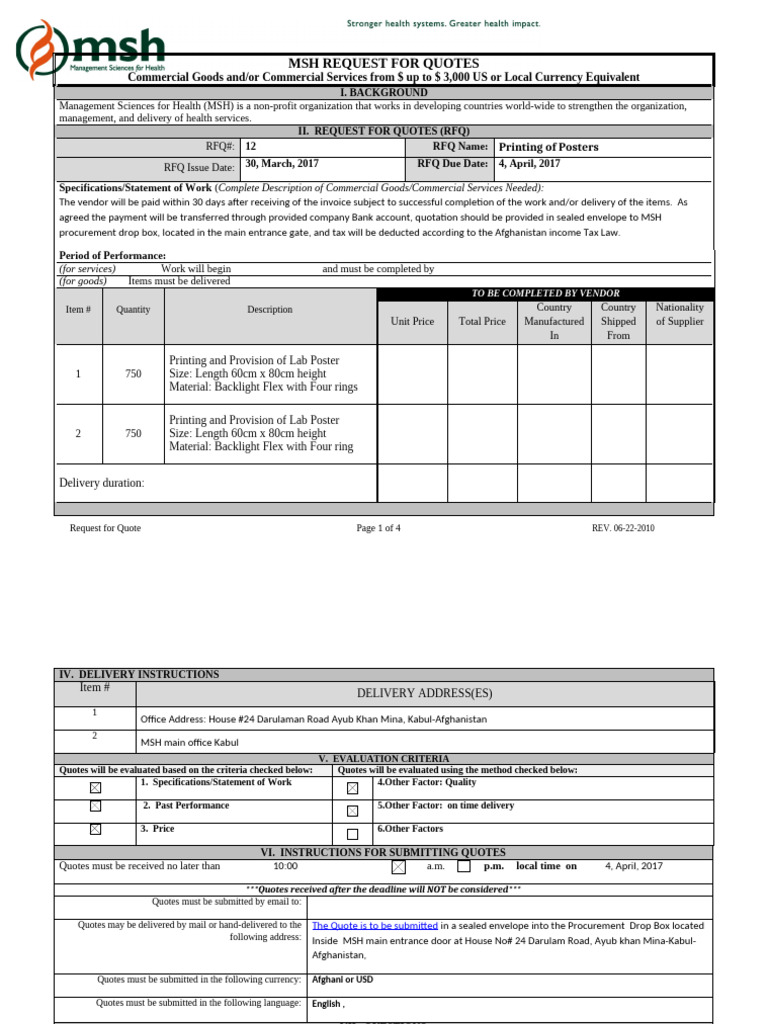 Request For Quote 19 | PDF | Taxes | Payments