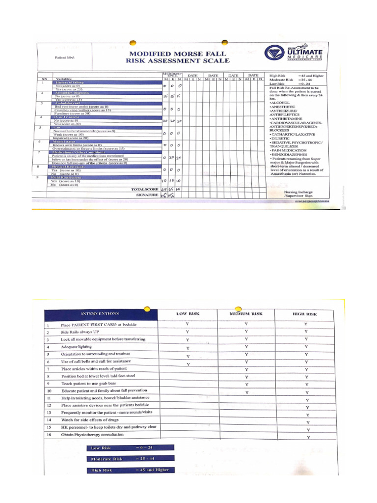 Fall Risk Assessment Tool | PDF