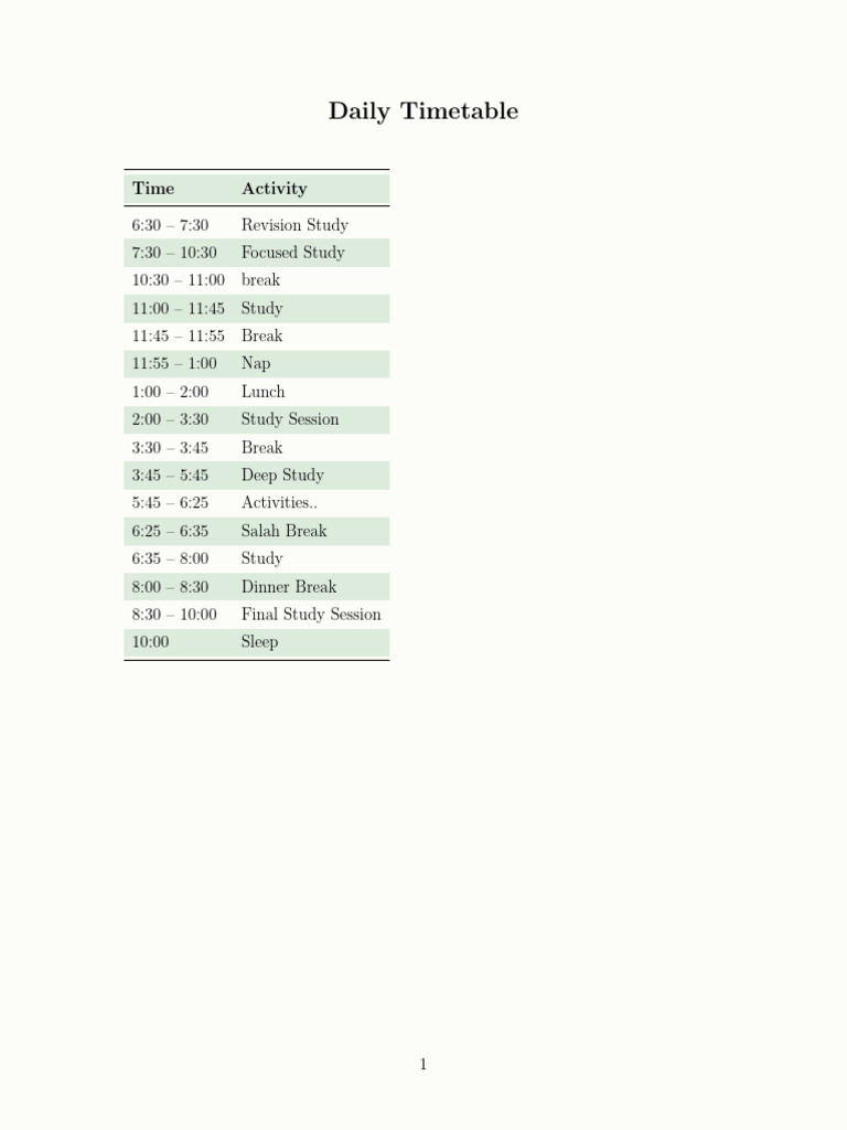 Timetable | PDF