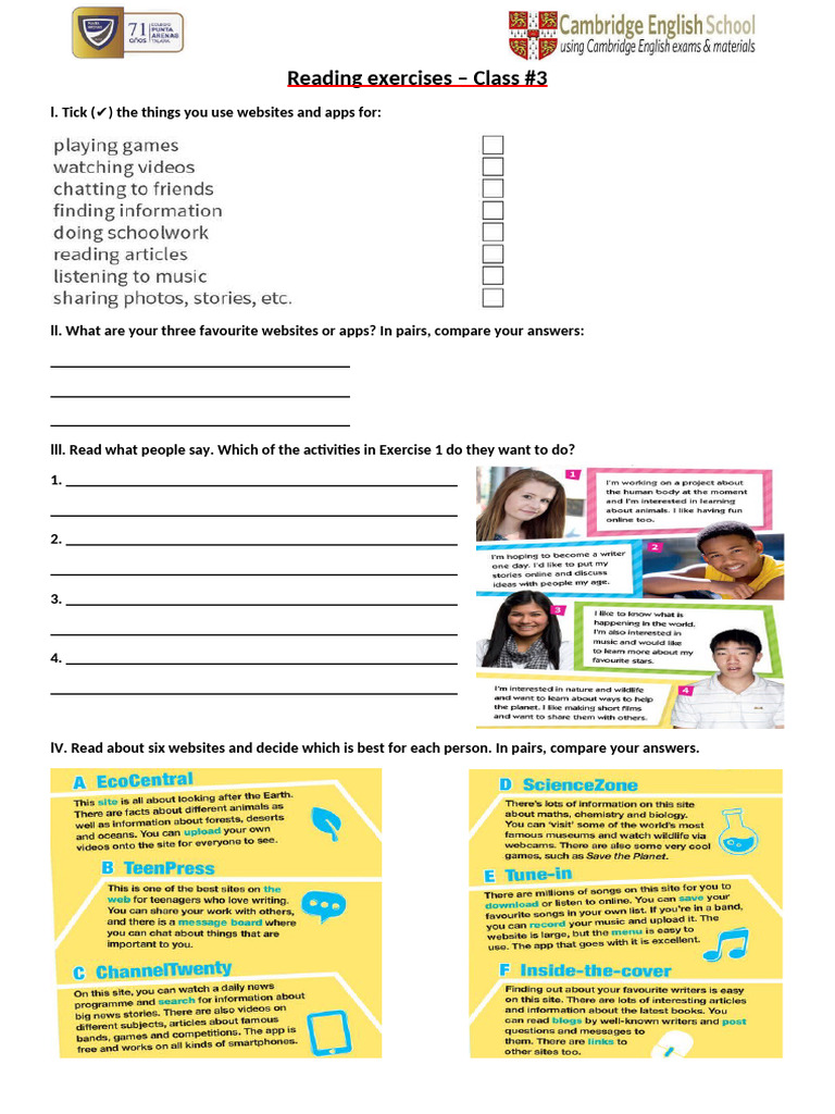 Ficha #3 - Reading Exercises | PDF