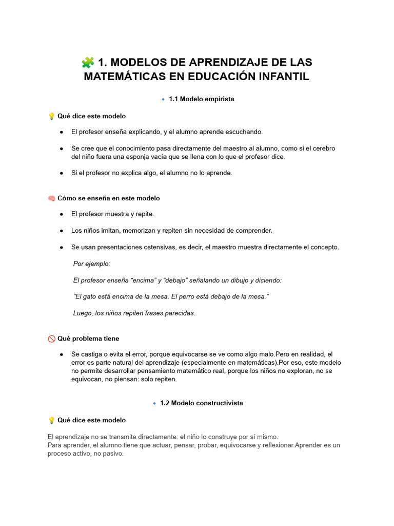 Matemáticas Resumen | PDF | Aprendizaje | Educación de la primera infancia