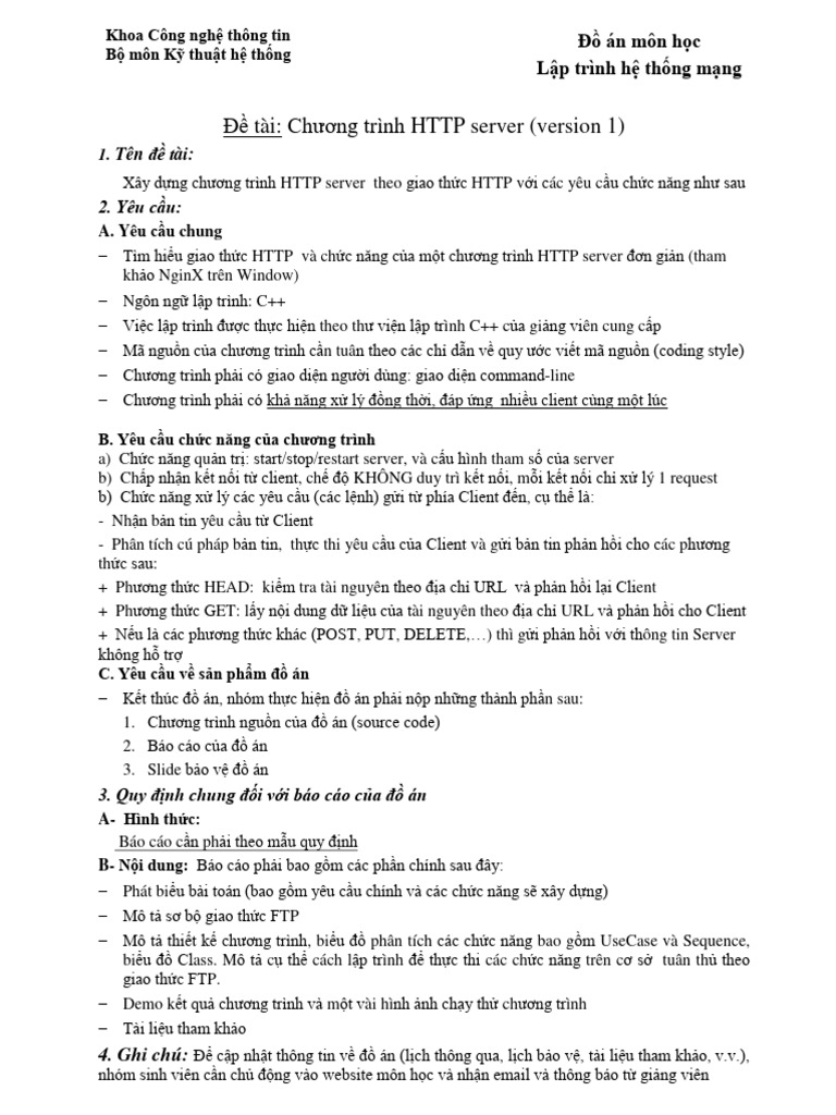Do An - HTTP Server (Version 1) | PDF
