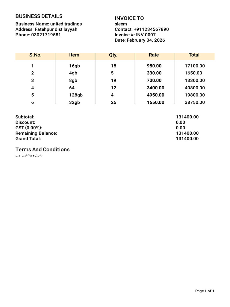 Invoice 0007 1770212775462 | PDF