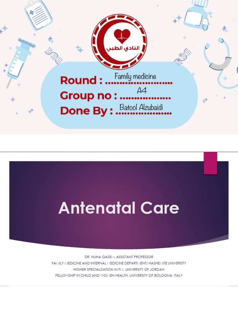 Antenatal Care in Primary Health Settings a4 Vein 2024 Fm Batool | PDF ...