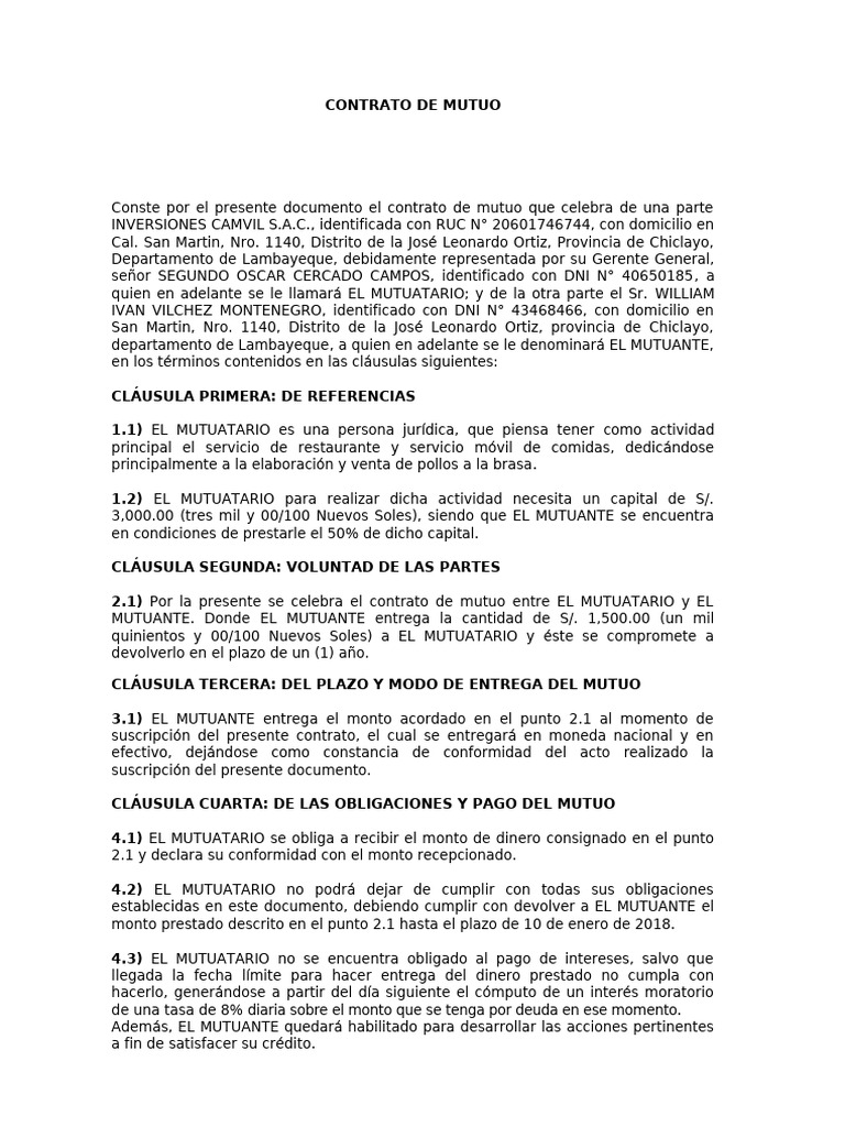 MUTUO CAMVIL1 | PDF