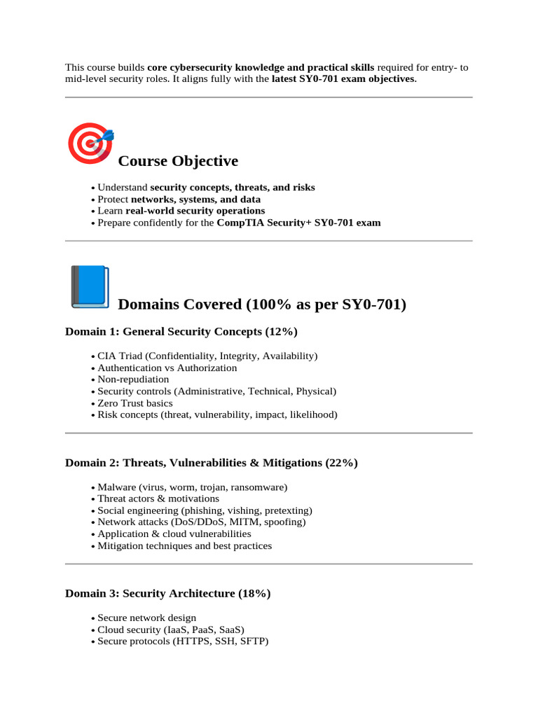 Comptia Security+ Course Details | PDF | Security | Computer Security