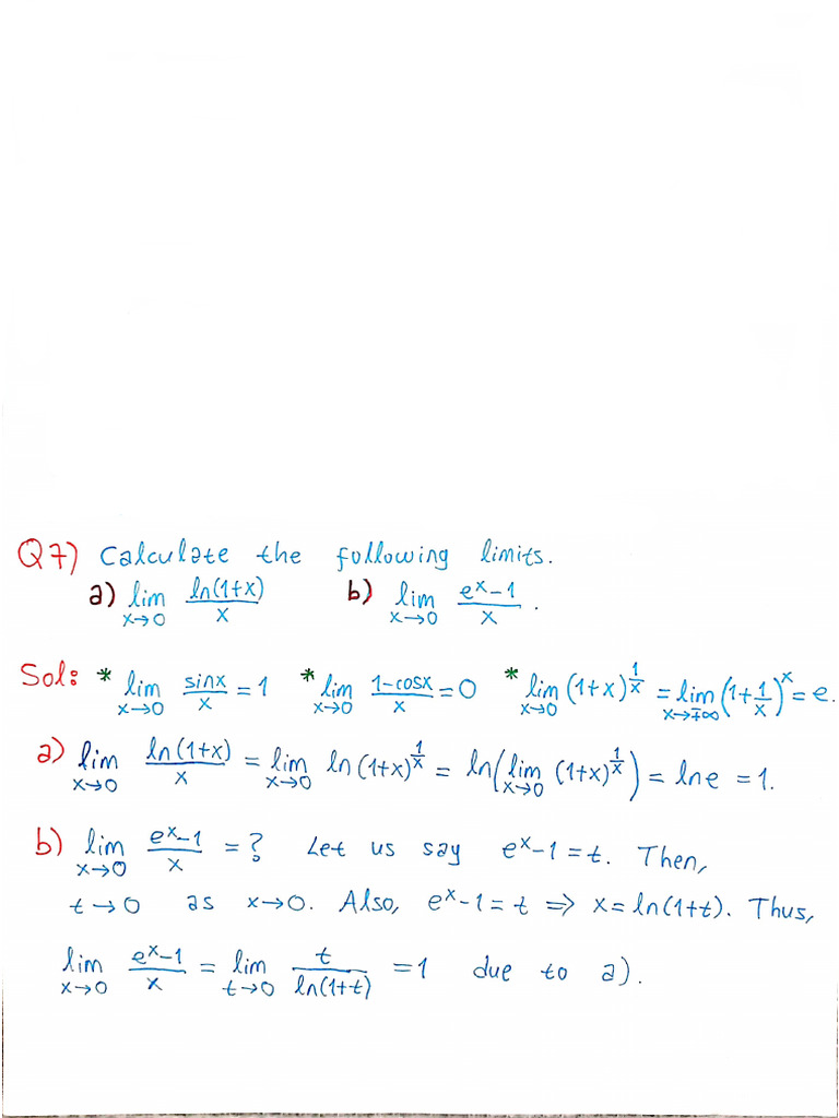 MATH 111 Limit Calculations | PDF